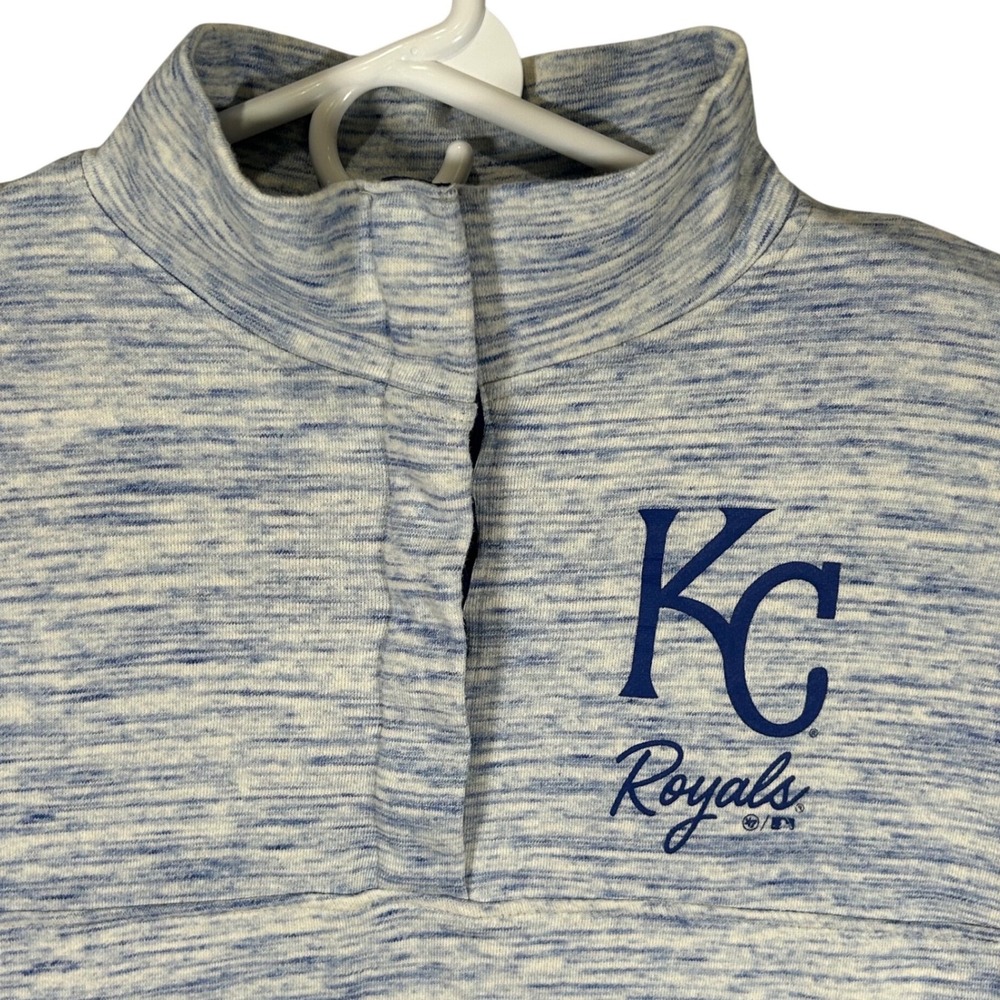 47 Brand Kansas City Royals Mens Small Heather Blue Snap Neck Pullover MLB